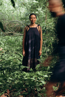 Vestido  Gravadeiras  com Barrado em Block Print